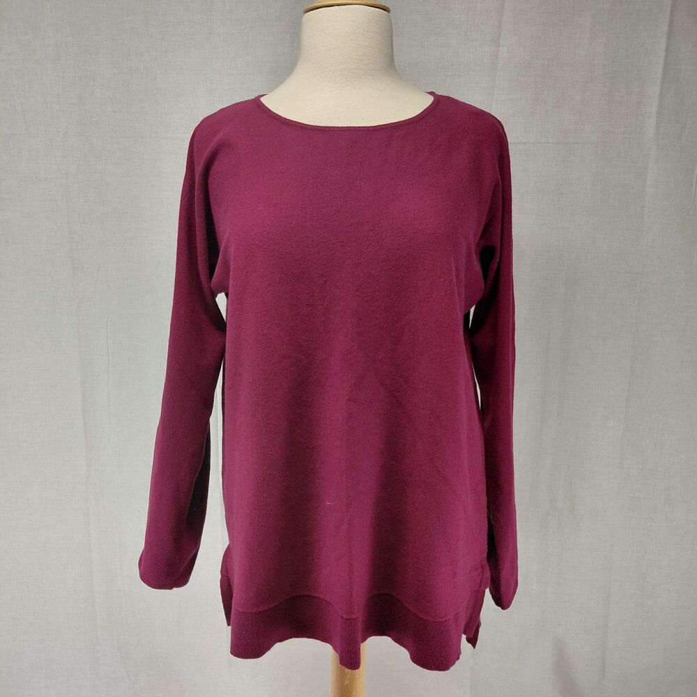 Michael Kors  LS Scoop Neck Tunic Sweater Plum Magenta Sz L